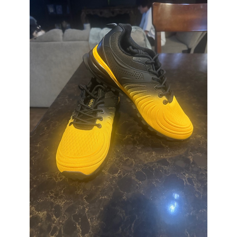 Krizely Mens Trail Running Shoes Yellow Black Ombre Gradient Athletic Sneakers